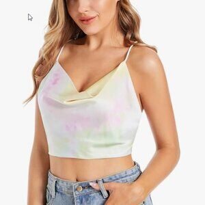 Silky pastel tie dye tie top